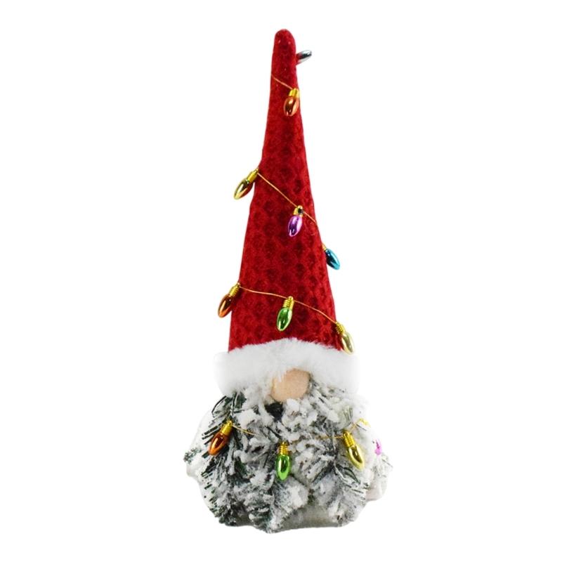 

Senior Gnomes Plush Dolls with Faux String Light Christmas Dwarf Ornament Decorative Figure Table Centerpieces Decors 1