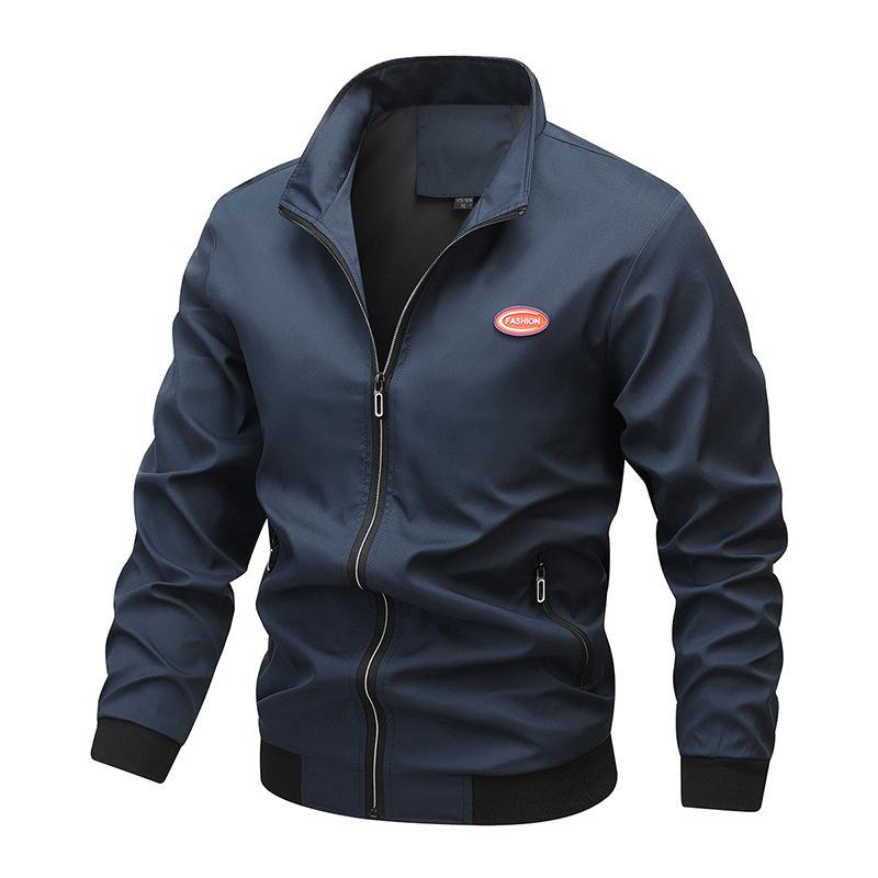 Spring and Autumn Thin Men's Jacket Stand-up Collar Jacket Men's Stick Loose Middle-aged and Young Men's Clothing Jacket on Clothes