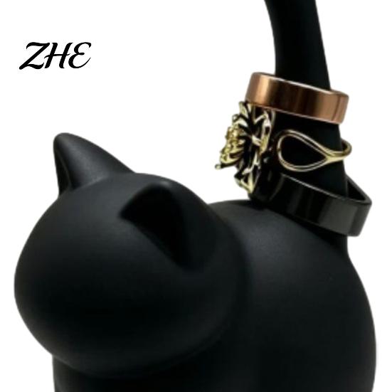 Wedding Ring Holder Cute Cat Holder, Minimalist Stand for Bedroom Dressing Desktop Jewelry Display Tray Table, Decorative Sitting Organizer Rings And