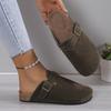 Fashion Boston Clogs Women's Suede Mules Slippers Cork Insole Slides With Arch Support Outdoor Lovers Beach Sandals