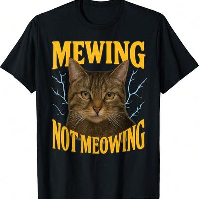 Funny Silly Cat Meme Cringey Mewing Not Meowing T-Shirt