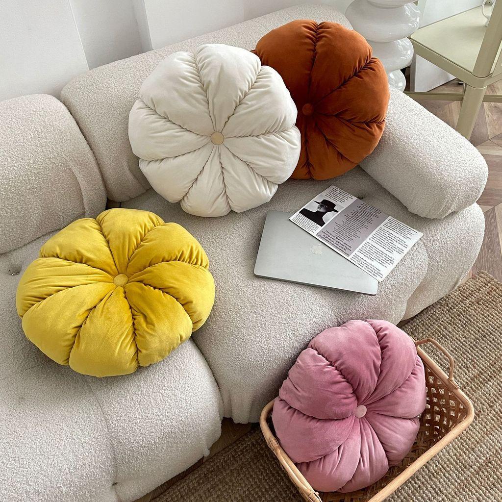 Scandinavian Style Pumpkin Cushion With Polyester Cover For Living Room And Office Decor