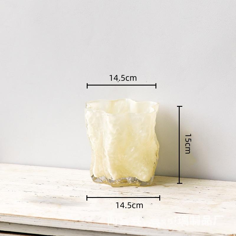 Glass Vase Gradient Hydroponics Terrarium Fold Pattern Flower Vase Floral Arrangement Accessories Home Decoration