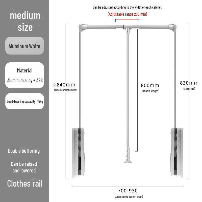Cloakroom Pull-Down Clothes Hanger Wardrobe Lift Rod