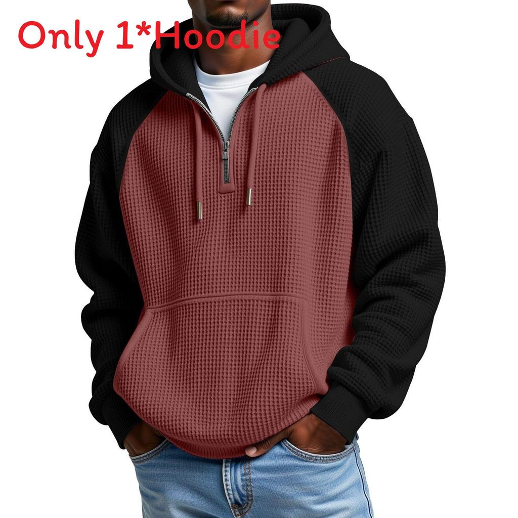 Streetwear Hoodie With Colorblock Pattern And Pouch Pocket For Casual Men