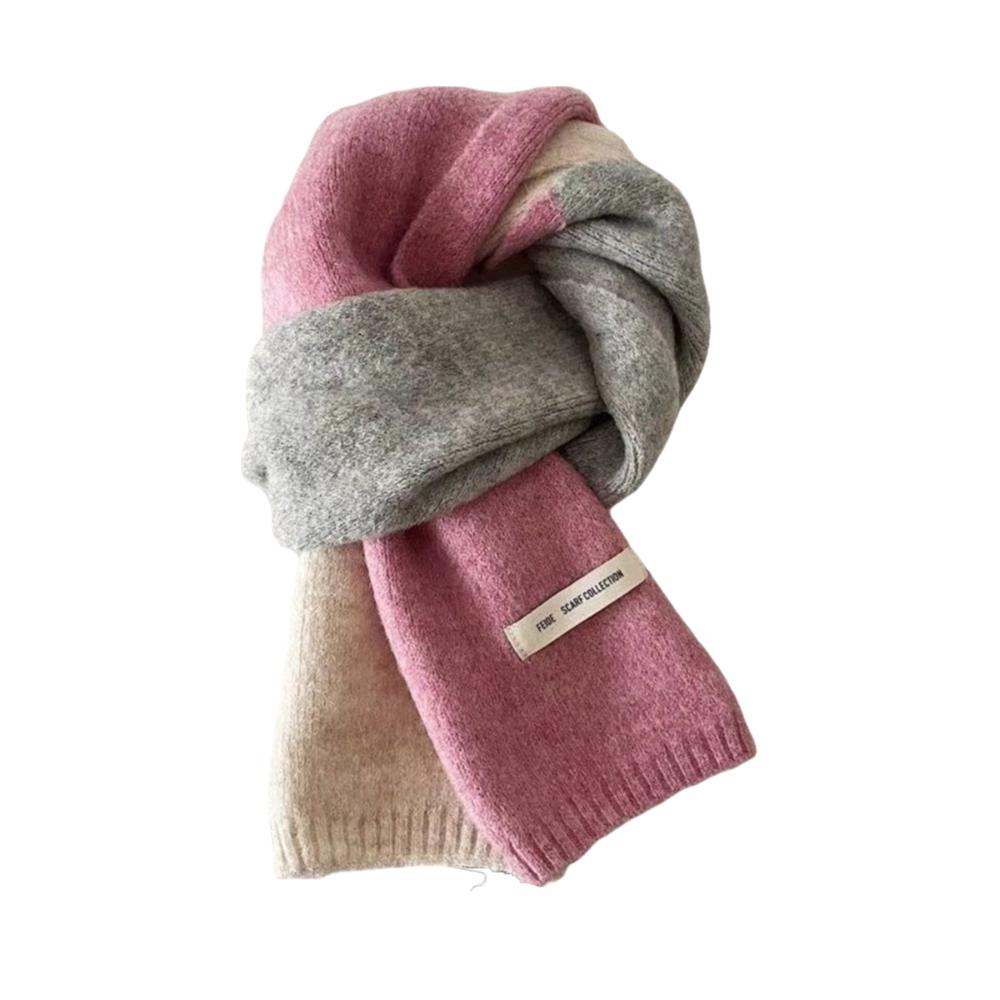 Woolen Cashmere Shawl Neckwarmer Winter Neck Scarf Fashion Patchwork Color Scarf  Outdoor