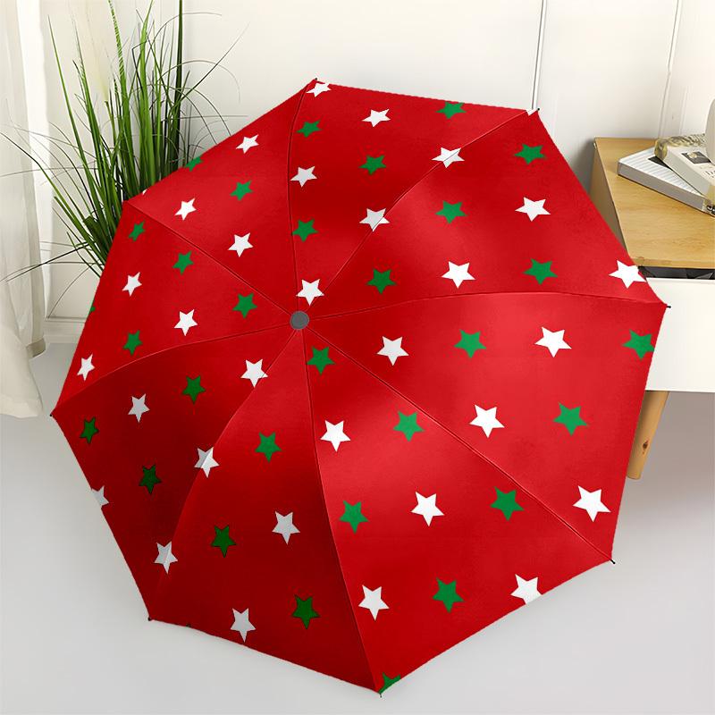 

1pc Christmas Star Pattern Umbrella with Plastic Handle,Vibrant Cartoon Pattern,Multi-functional UmbrellaPT269