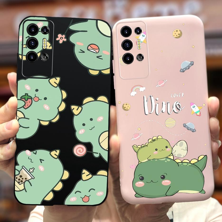 For Tecno Pova 2 Case LE7 LE7n Cute Dinosaur Cartoon Cover Soft Silicone Phone Case For Tecno Pova 2 Pova2 Back Cover 6.9'' Bags