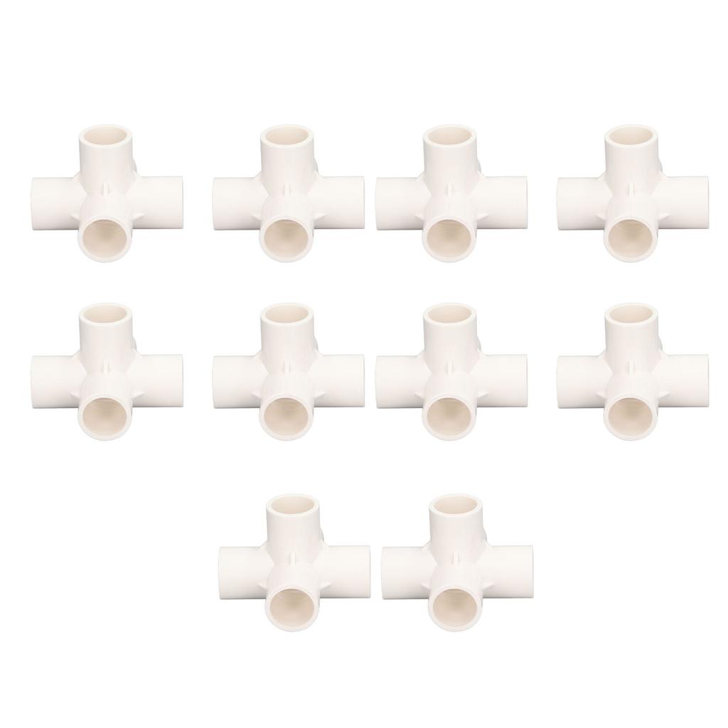 10 st PVC Rörkoppling 20mm 5-vägs Rätvinkel Tredimensionell Böj Röranslutning för Möbler