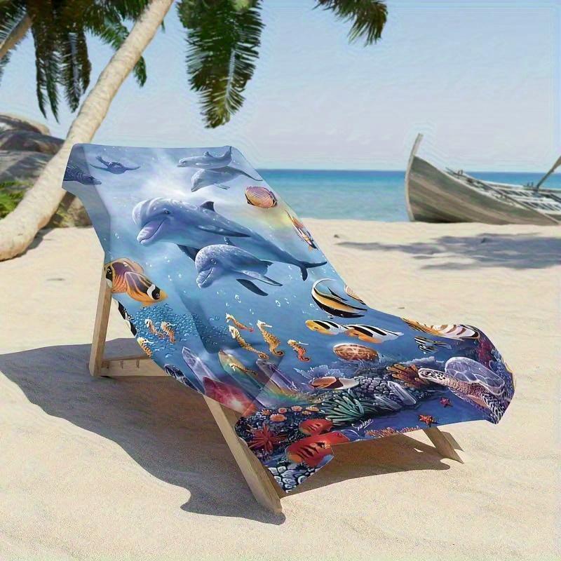 Asciugamano da Spiaggia con Stampa di Vita Marina Protezione Solare Antivento Adatto per Piscina Campeggio Viaggio Coperta