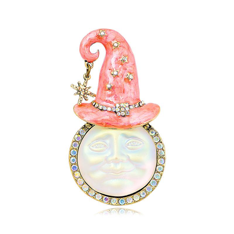 

Retro Blue Oil Dripping Straw Hat Clown Smiley Face Colorful Dress Brooch 2*4CM