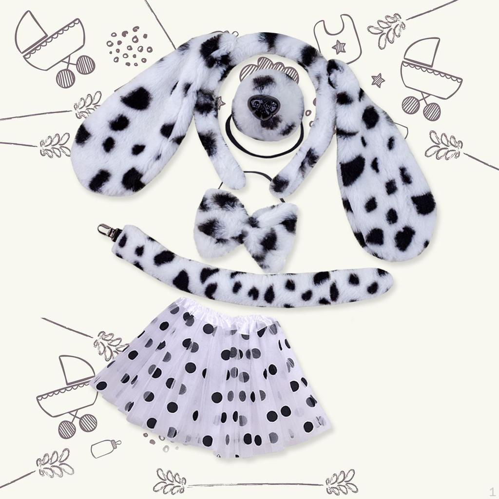 Puppy Dog Ears and Long Tail Hair Clip Faux Dress Up Cat Ear Lolita Hoop