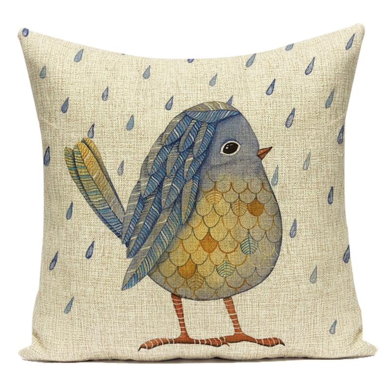 Country Style Cushions Cover Bird Feather Throw Pillow Case Home Decorative Sofa Bed Car Polyester Pillow Cover