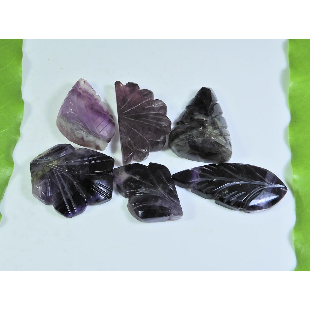 Natural Fluorite Carving Multi Colour Fancy Cabochon Loose Gemstone 6Pcs Lot A-293