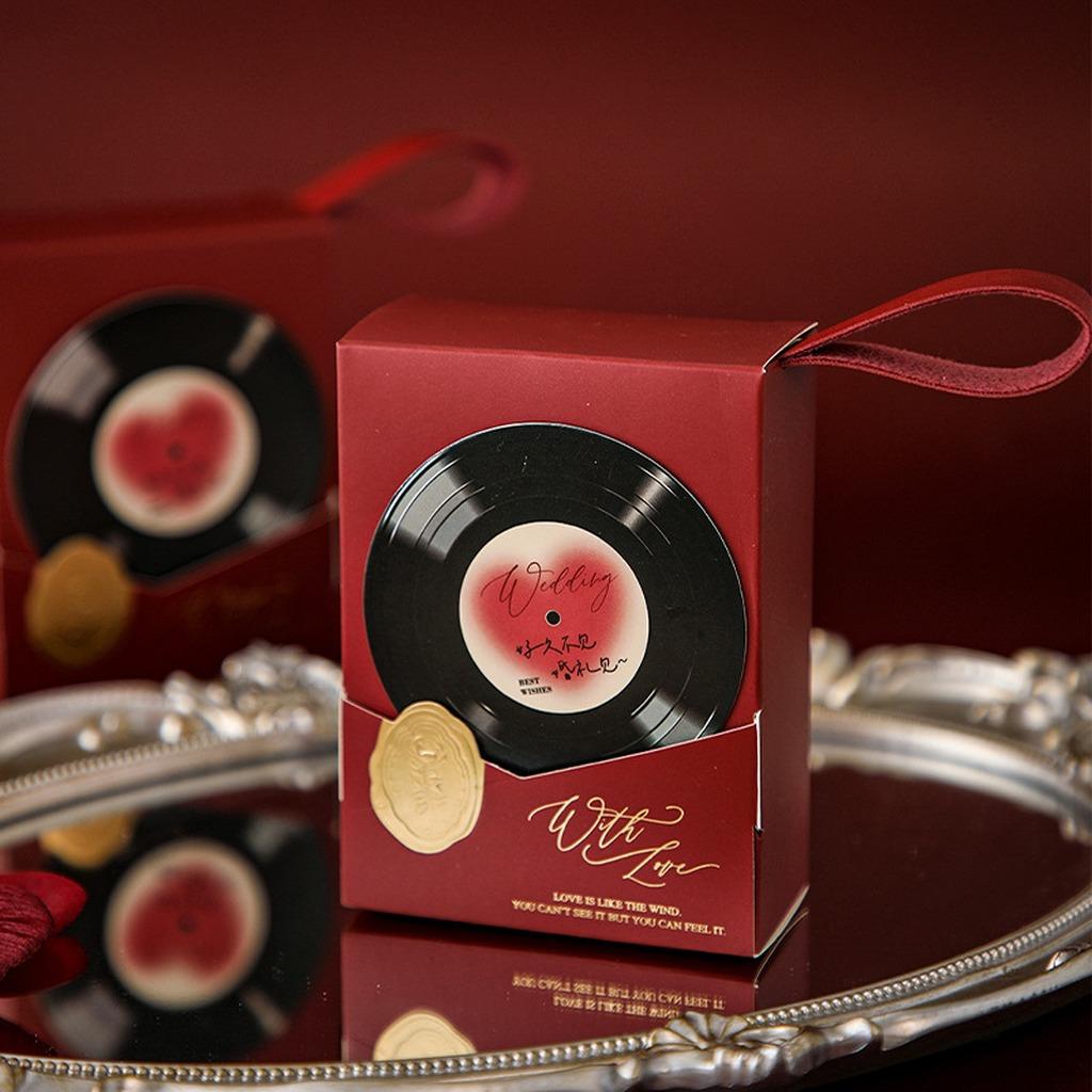 Wedding Favor Gift Box Thickened Record Design Favor Box Empty Paper Box Wax Seal For Wedding Events Return Gifts Wedding