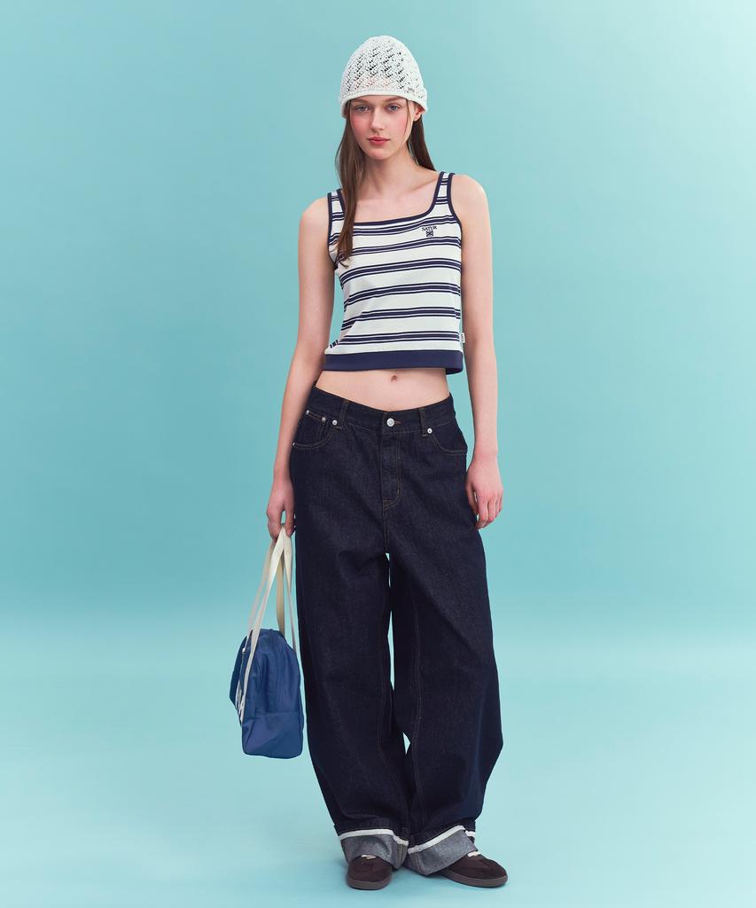 Satur Nylon Trapeze Shoulder Bag Blue