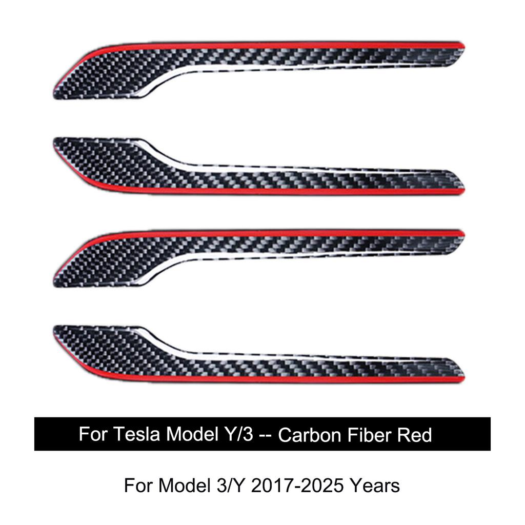 For Tesla Model 3/Y 2017-2025 Carbon Fiber 4PCS Door Handle Sticker Cover Model Y Juniper Carbon Fiber Resin Dropping Process
