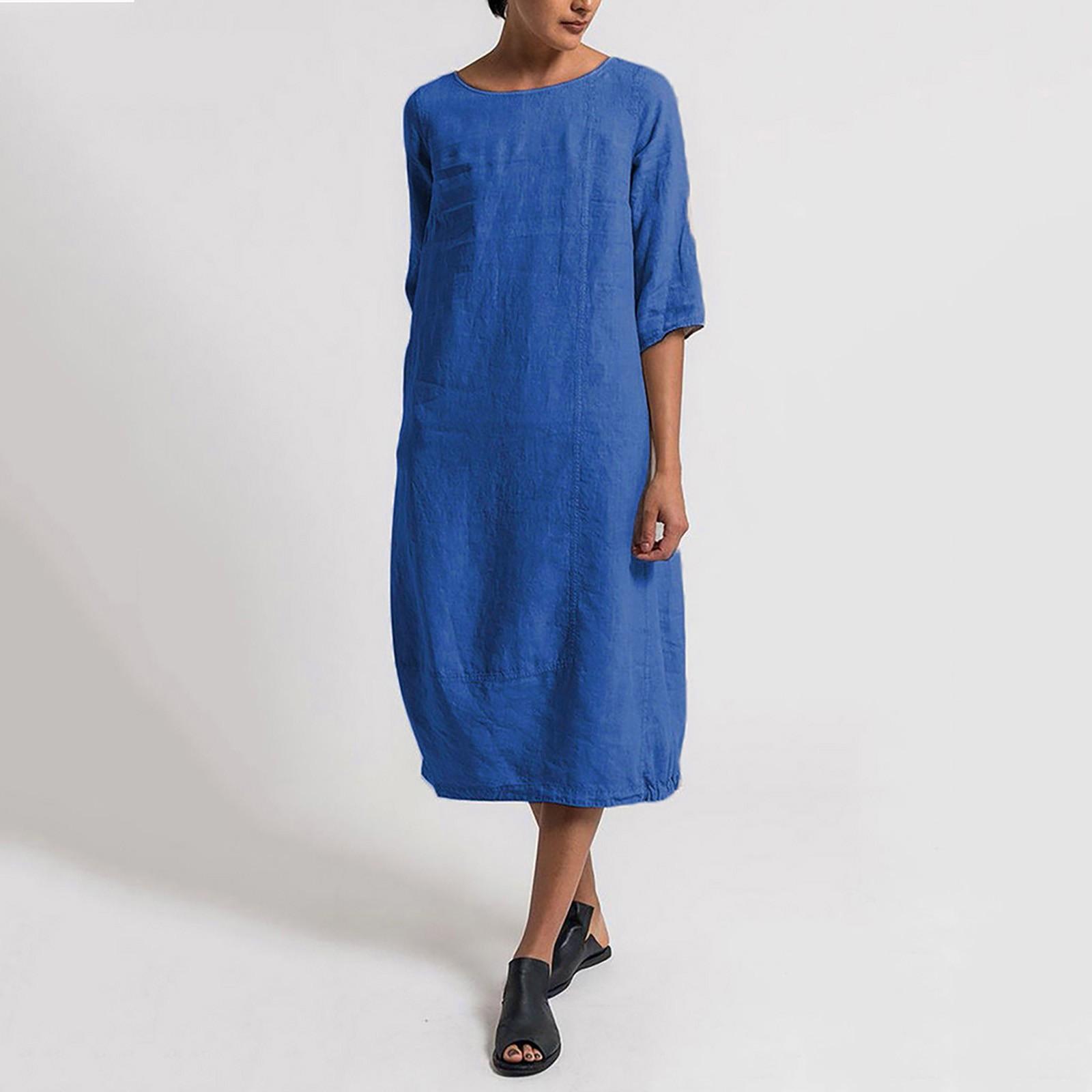 

Женская летняя Feminino Vestido футболка из хлопка повседневное женское платье больших размеров XXXXL синий