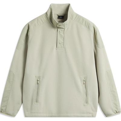 Li Ning CF Loose Solid Color Pullover Long Sleeve Fleece Warm Sweatshirt Men Sweatshirt Lime AWDUD07-1