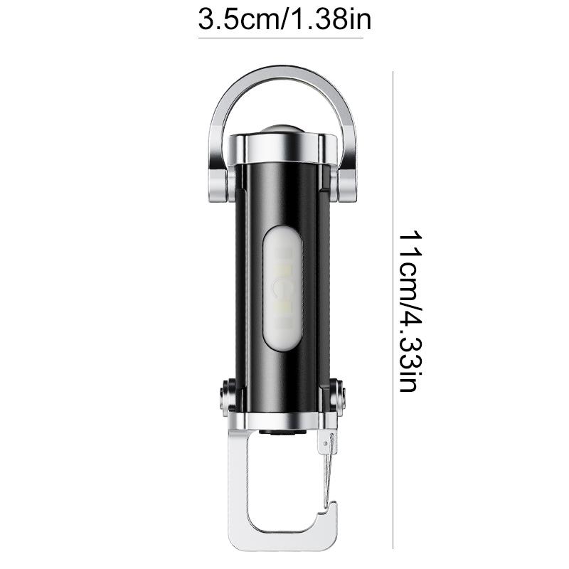 Mini Keychain Flashlight Multifunction USB Rechargeable Torch Portable Lamp with 6 Lighting Modes for Emergency Walking Camping