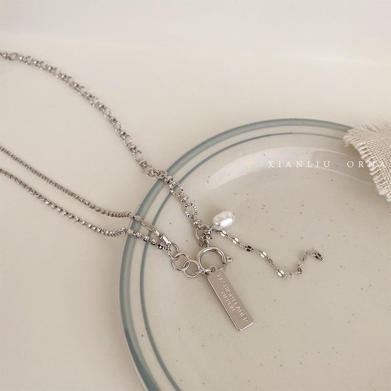 Design brand pearl necklace female ins cold wind short collarbone neck chain Internet celebrity year