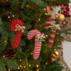 Red White Christmas Candy Cane Pendan Bell Bow Cartoon Hanging Lollipop Ornament Cloth Decortative Candy Ornament