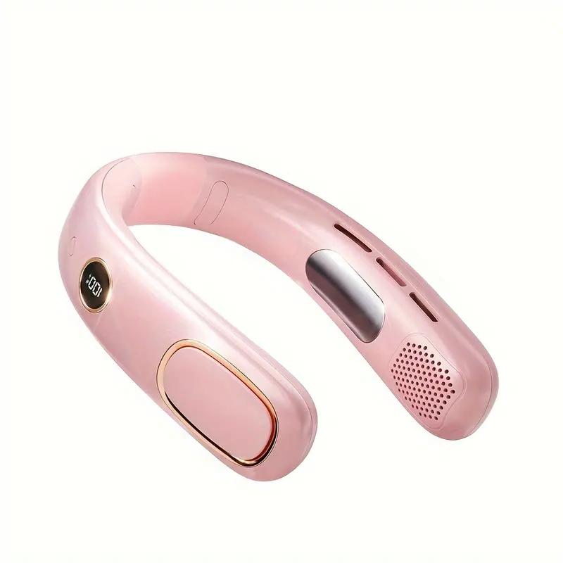 4000mAh 5 Gears Neck Fan Mini Air Conditioner Bladeless Neck Fan Rechargeable with LED Display Screen Large Capacity Battery