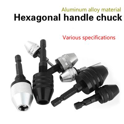 Hex Drill Bits Adapter Keyless Shaft Chuck Clamp 0.3-8 Mm Electric Motor Shaft Mini Chuck Fixture 1/4 ''Hex Shank Drill Chuck