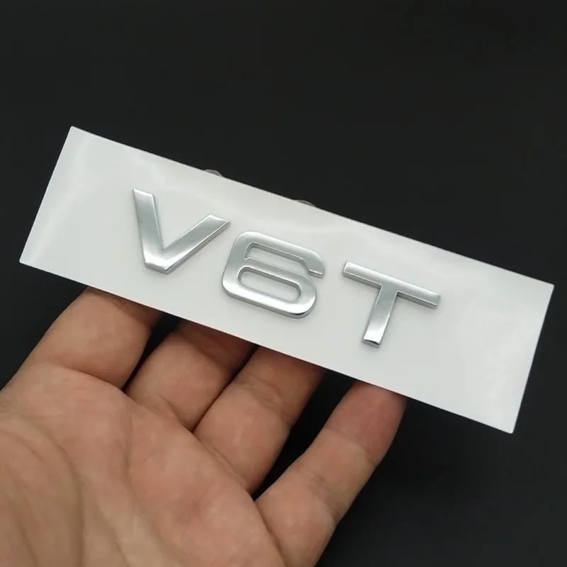 3D ABS Chromowany Czarny Logo V6T V8T V10 W12 Emblemat Litery Odznaka Naklejka Samochodowa Do Audi A6 A7 S4 S5 S6 S7 Q7 A8 R8 SQ5 TT Akcesoria