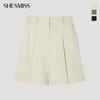 [ShS S miSS] Linen Blend Wide Half pantS SwwSpp22080