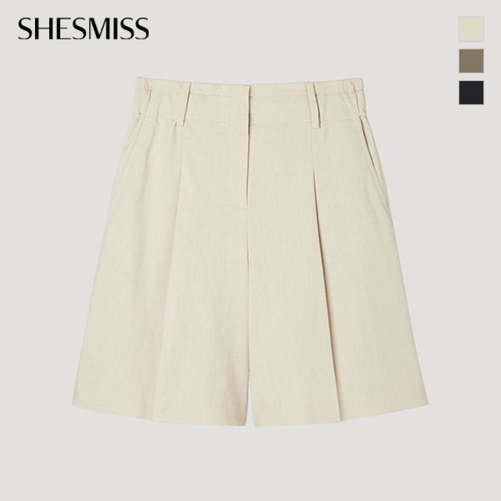 [ShS S miSS] Linen Blend Wide Half pantS SwwSpp22080