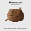 25 Early autumn new cat ear woolen solid color octagonal hat cute versatile high quality newsboy hat children's tide