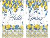 Rustic Lemon Kitchen Curta, Farmhouse Yellow Fruit Drapes With Blue Leaves, Rod Pocket Retro Summer Window Panels