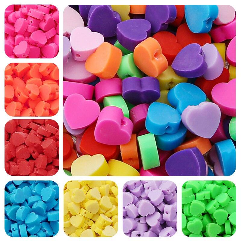30 ks Love Heart Beads Polymer Clay Distanční korálky pro výrobu šperků Náhrdelník DIY