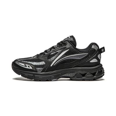 Li Ning Fuyiao 2.0 Classic Retro Double Cushioning Stable Support Durable Non-Slip Low-Top Running Shoes Women Running Shoes Black Silver ARXU002-4