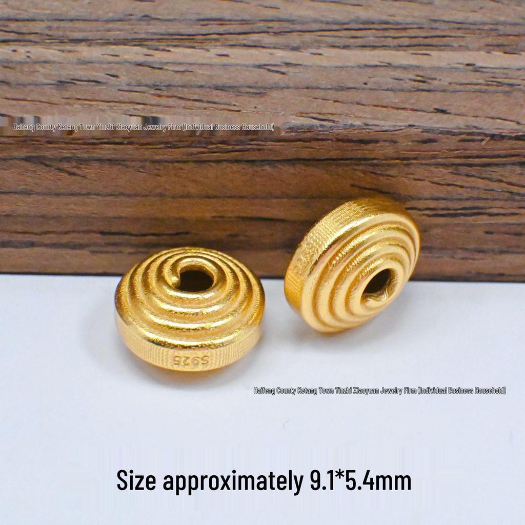 S925 Silver Ancient Gold Four-Leaf Clover Spacer Beads for DIY Jewelry: Bracelet & Necklace Craft Accessories.