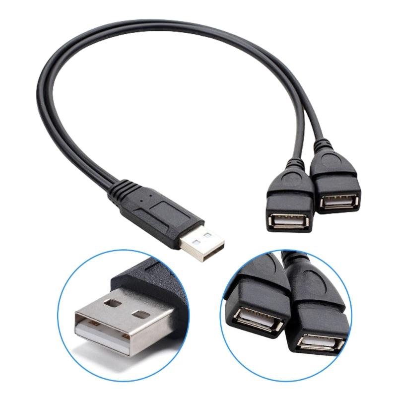 2 in 1 USB Y Splitter Cable USB Power Splitter Cable USB2.0 Male to 2 USB Female Splitter Cable Charging Data Transfer