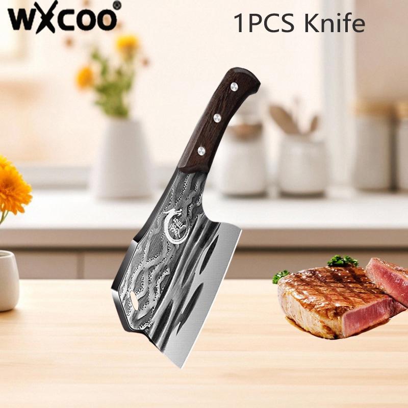 WXCOO Professional Handforged Stainless Steel Wooden Handle Butcher Knife Thickness Blade Chef Knife Bone Chopper Kitchen Knife