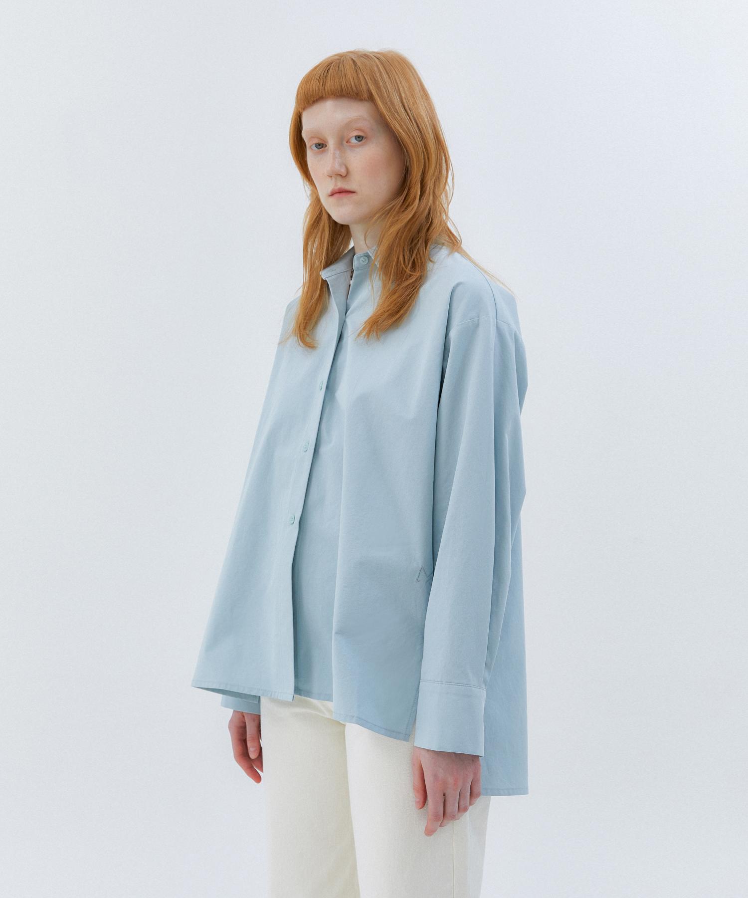 Modern Able Oversized Basic Cotton Logo Shirt - Sky Blue Free