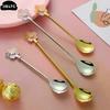 Stainless Steel Japanese Cherry Blossom Spoon Exquisite Dessert Long Handled Ice Spoon Household Bird's Nest Mixing Spoon