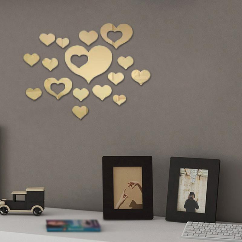 Wall Stickers Love-Heart 3D Acrylic Wall Decal Stickers for Home Living Room Bedroom