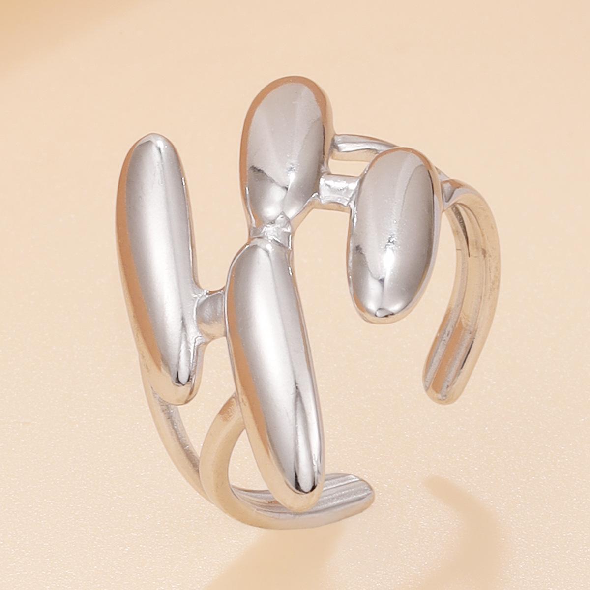 18K Gold Plated Irregular Geometric Stainless Steel Ring for Women
