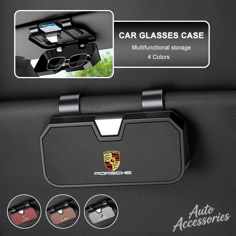 Car Sun Visor Glasses Case Sunglasses Holder Multi-functional Storage Case For Porsche Macan Panamera Cayenne Boxster Cayman 911
