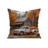 Home Decor Autumn Cabin, Trees & Pumpkin Printed Pillowcase Pattern Cushion Cover Suitable for Sofa Bedroom Car Pillow Cover