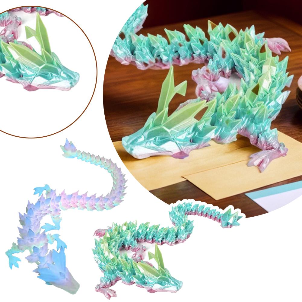 3D Printed Crystal Dragon Articulated Dragon Fidget Toy Cherry Blossom Dragon Home Office Decor Birthday Gift For Boys