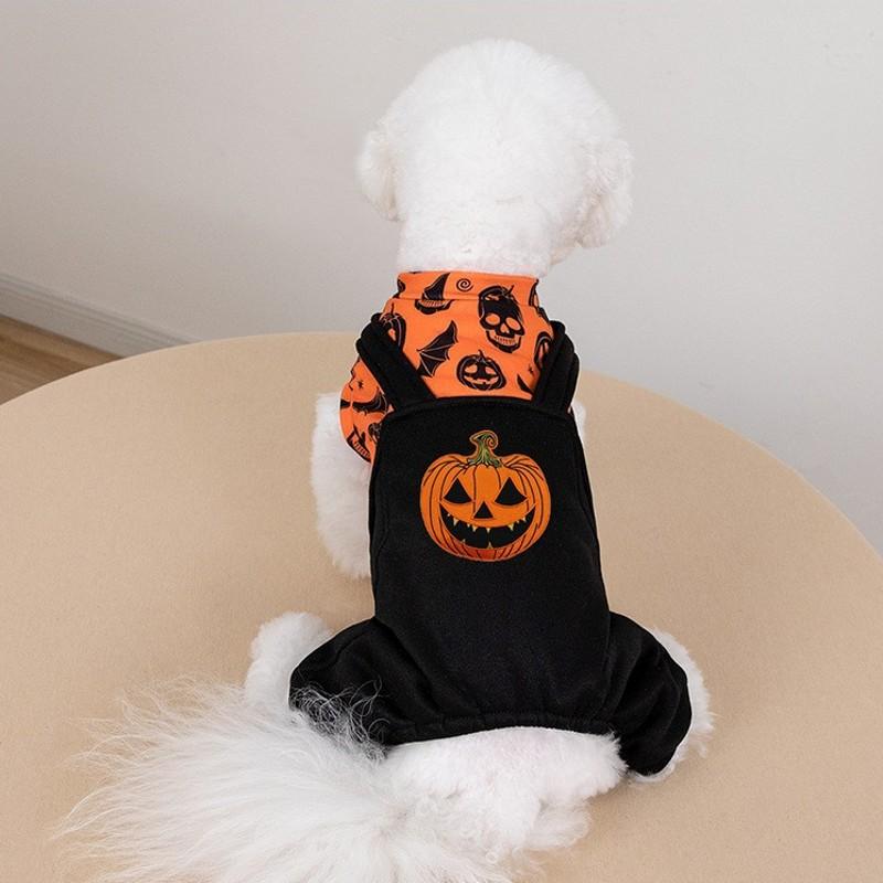 2026 Winter Dog Clothes Halloween Dog Costume Funny Pumpkin Pet Jumpsuit Cat Puppy Sweatshirt Chihuahua Bichon Four Legged Coat