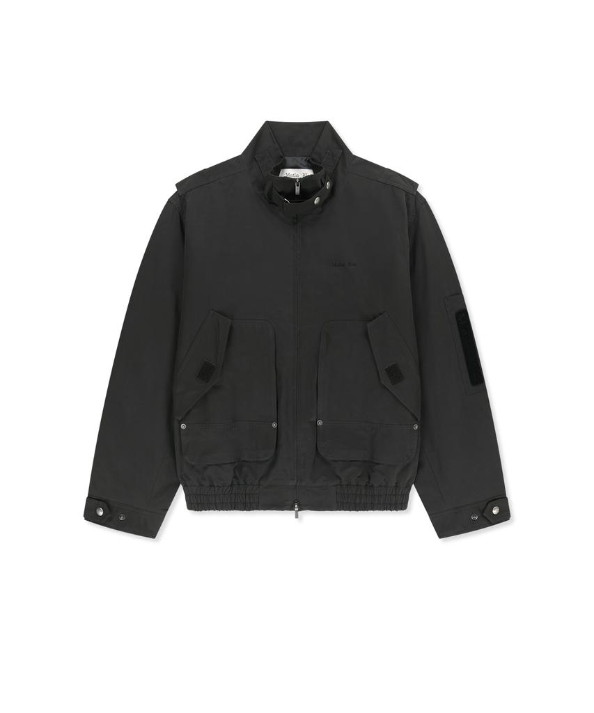 MATIN KIM Buckle High Neck Utility Jumper In Charcoal