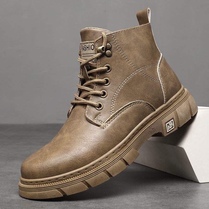 Martin boots men's autumn men's shoes warm velvet thickened cotton shoes casual leather shoes snow shoes men's tooling boots