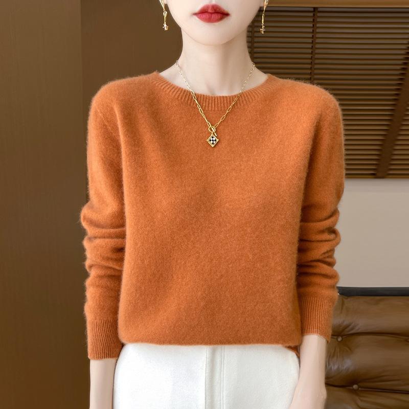 Dames Trui met Ronde Hals Wol Dames Herfst en Winter Kasjmier Pullover Zachte en Warme Top