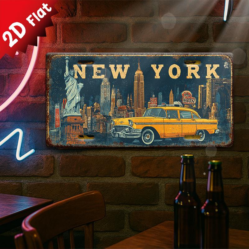 New York Vintage Cityscape Tin Sign Vintage Durable Metal Plaque Wall Decor Home Office Bar Man Cave Wall Art